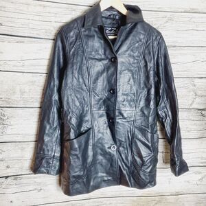 IZZI Womens Black Leather Jacket Size Small